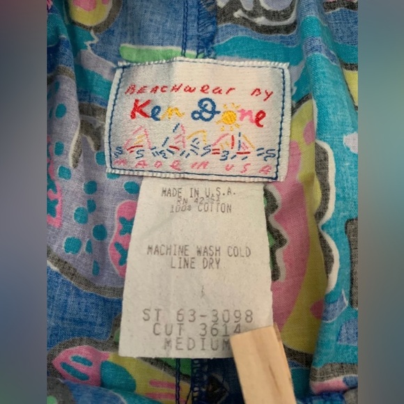 VINTAGE 80S KEN DONE BEACHWEAR TROPICAL FISH SHORTS SIZE M - Picture 3 of 4